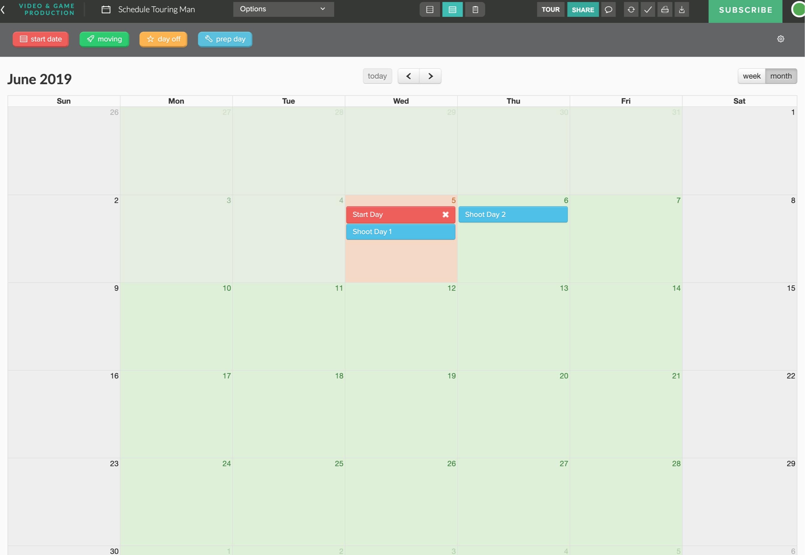 Best Alternative to Celtx - Production Calendar