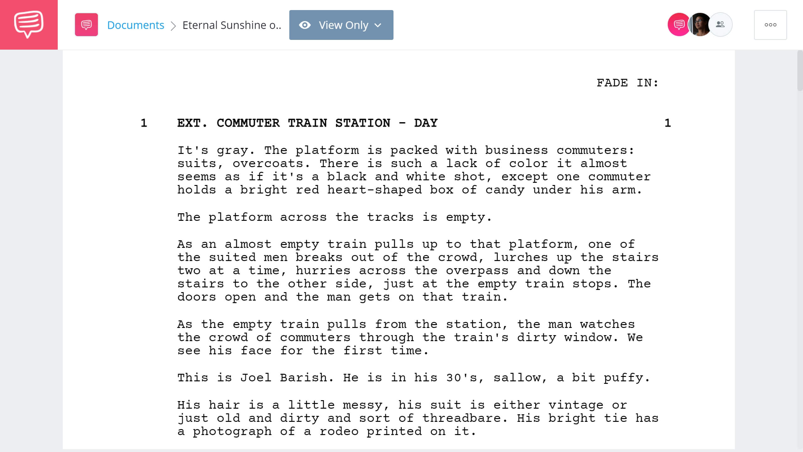 Best Original Screenplay Academy Award - Eternal Sunshine of the Spotless Mind Full Script PDF Download - StudioBinder Screenwriting Software