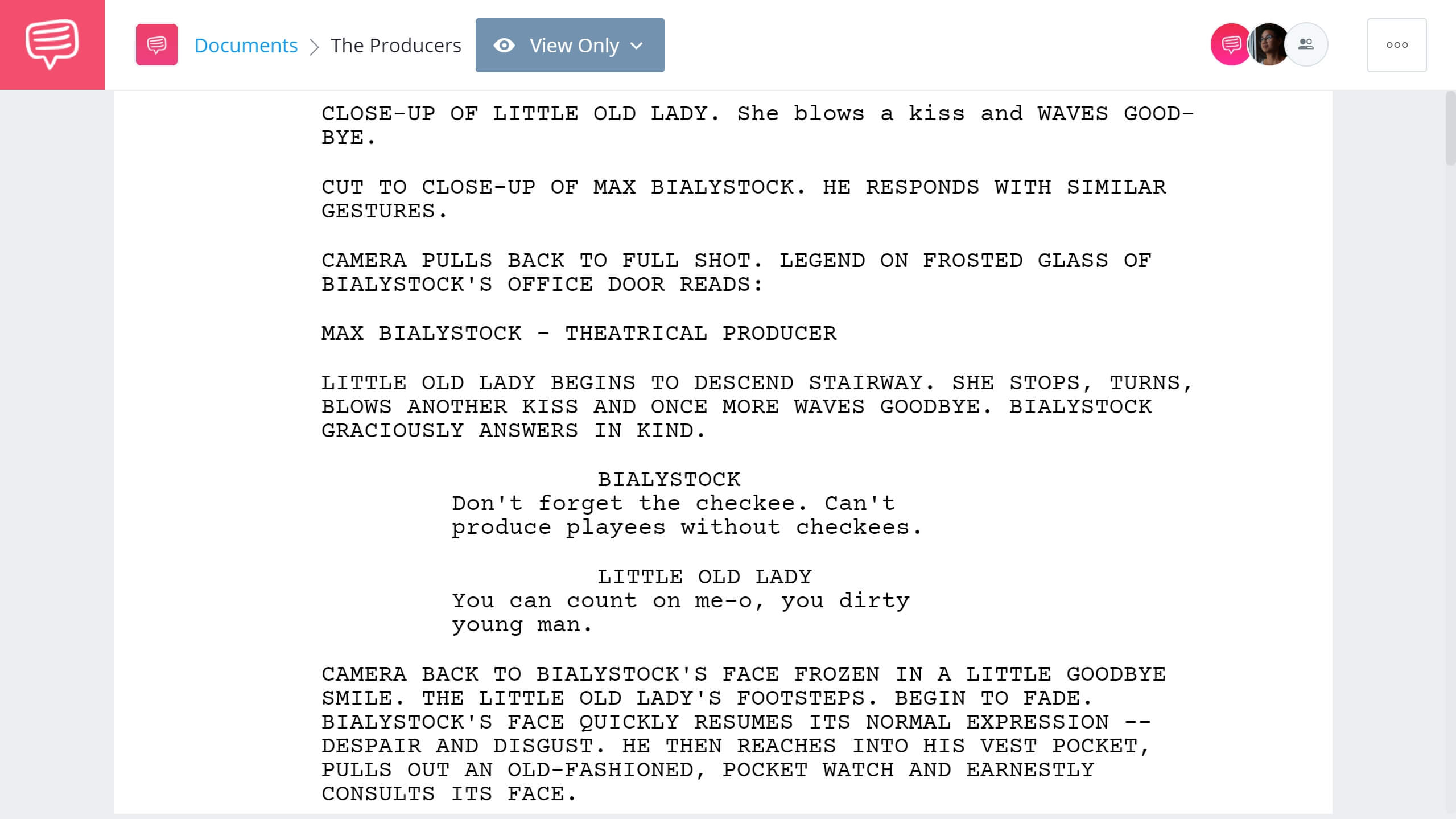 Best Original Screenplay Academy Award - The Producers Full Script PDF Download - StudioBinder Screenwriting Software