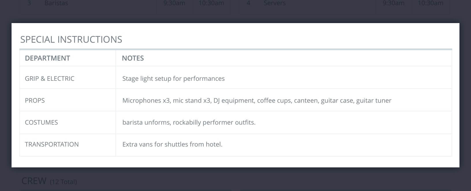 Callsheet Template Anatomy - Departmental Notes - StudioBinder