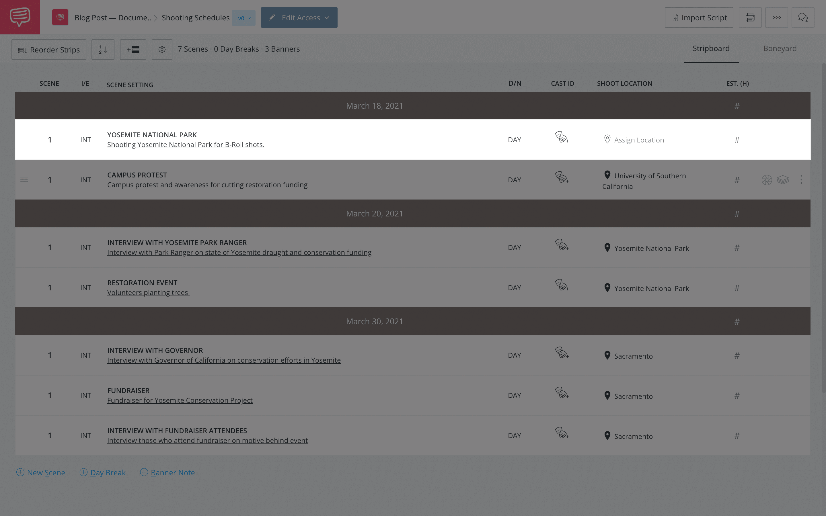 Documentary Shooting Schedule