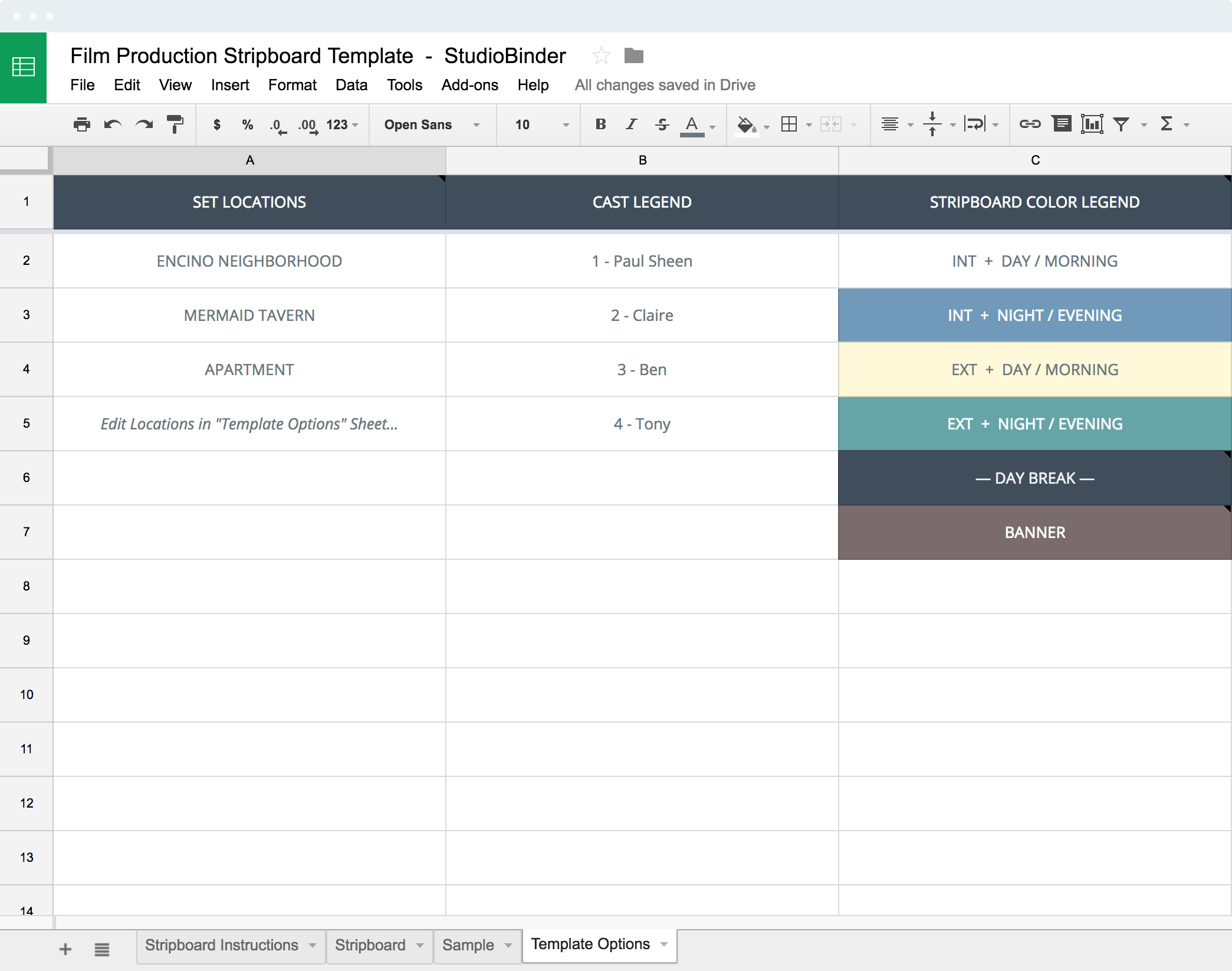 Film Production Stripboard - Shooting Schedule Template - Customizable Locations and Colors - StudioBinder