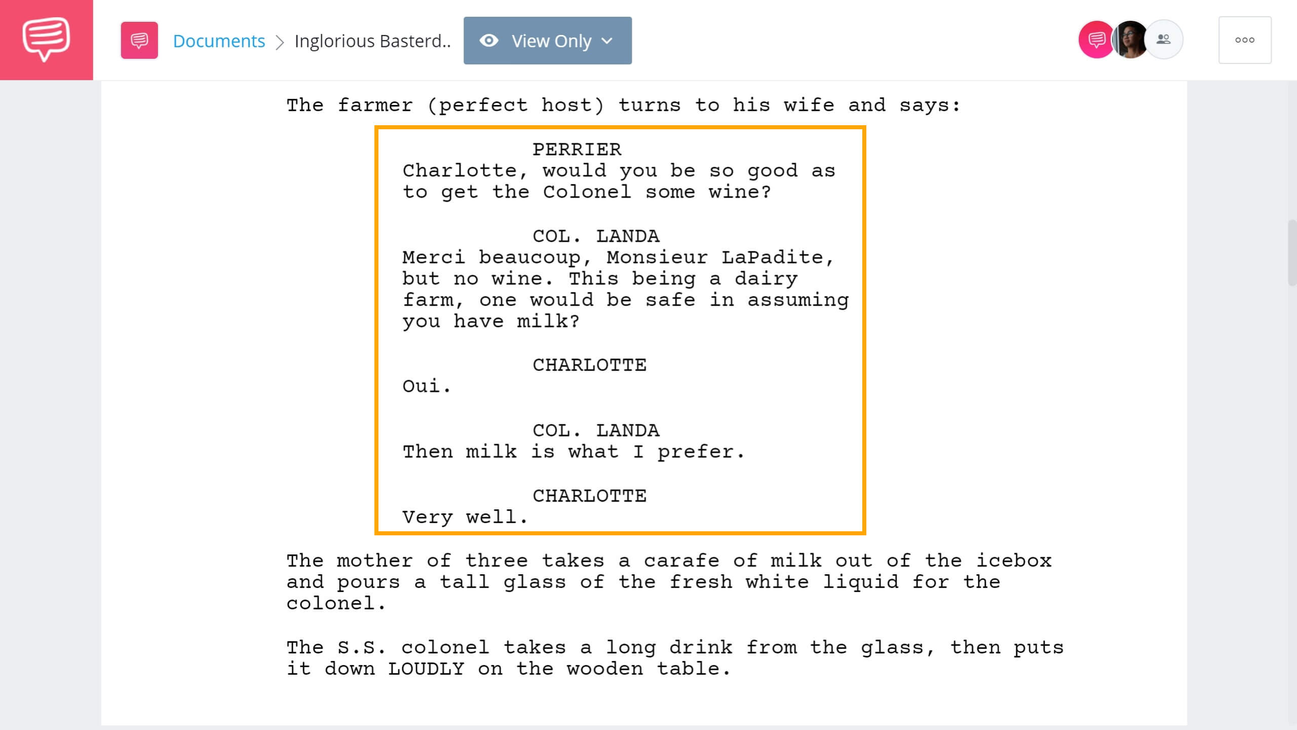 Formatting a Screenplay Inglorious Basterds Example StudioBinder Screenwriting Software