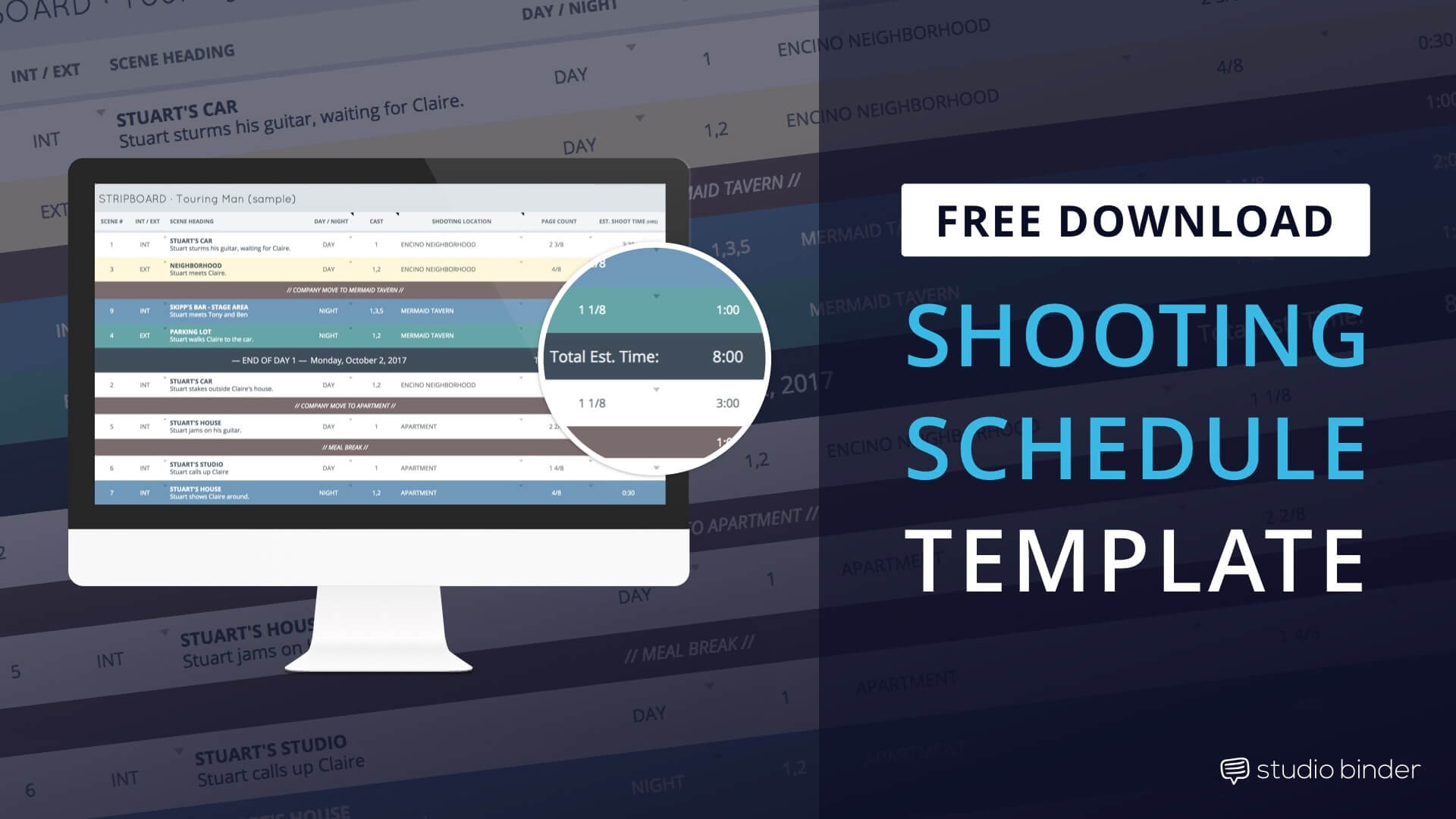 Free Film Production Shooting Schedule Template in Excel and Google Drive - Film Stripboard - Featured