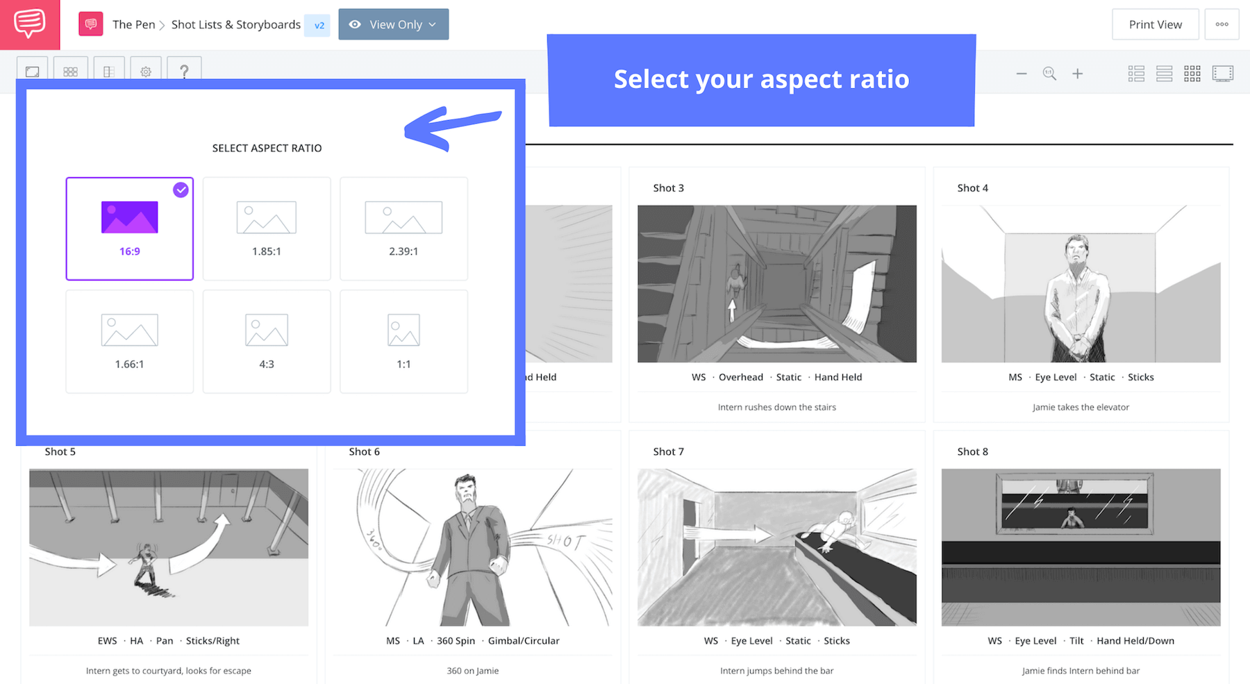 How to Make a Storyboard Select Aspect Ratio StudioBinder Storyboard Software