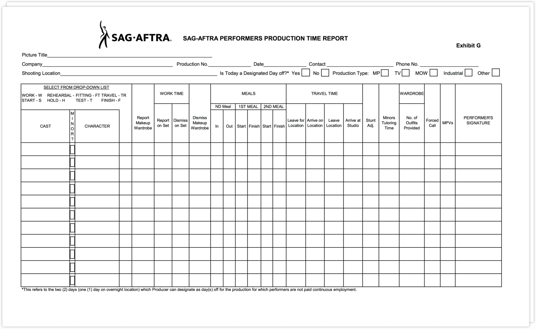 SAG Exhibit G Example - StudioBinder