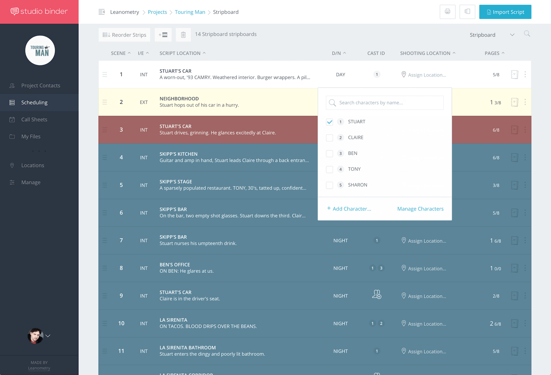 Shooting Schedule Template and Film Scheduling Software - Assign Cast ID - StudioBinder Film Production Management Software