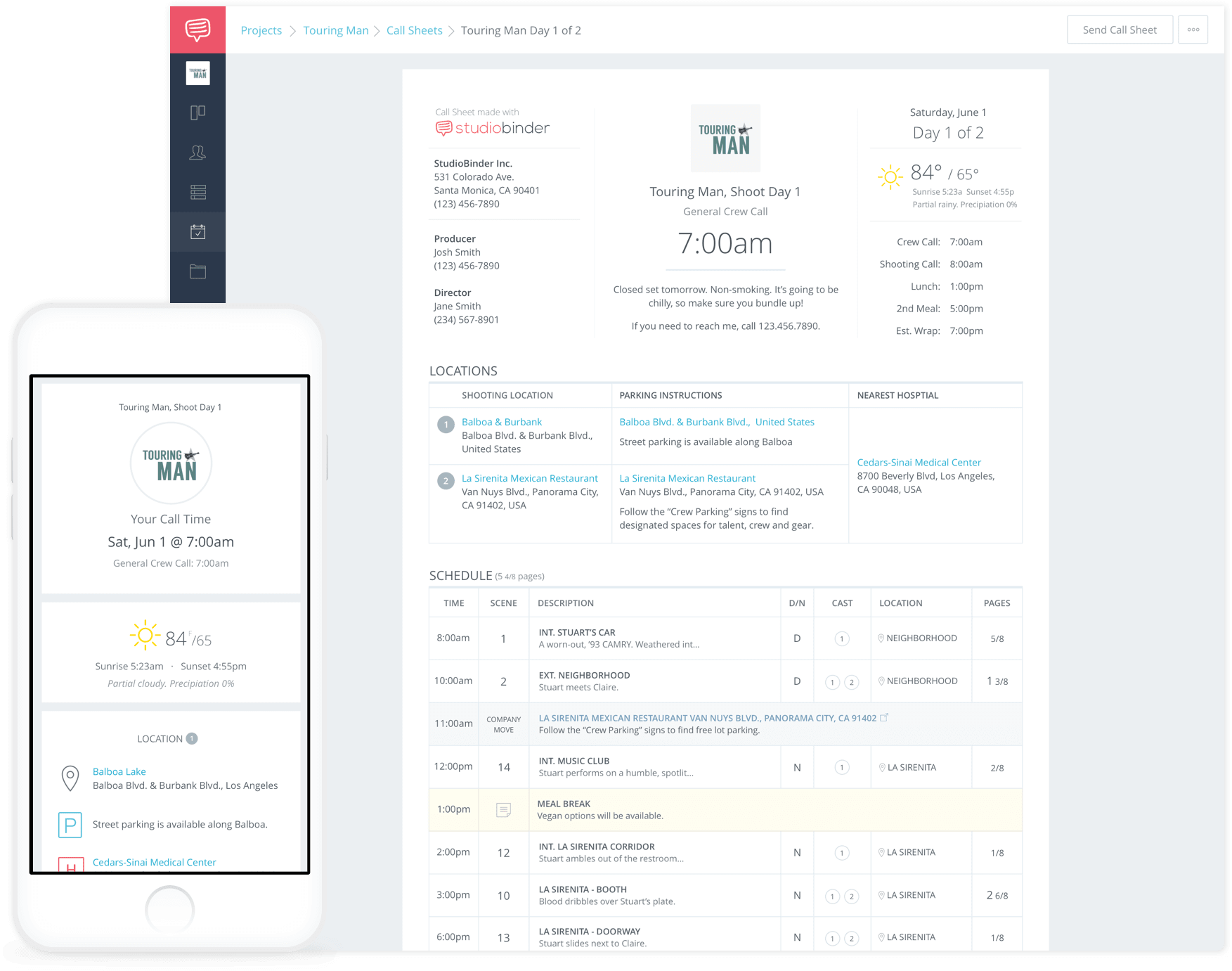 StudioBinder Callsheet Template and Software - Create Call Sheets Online Builder New