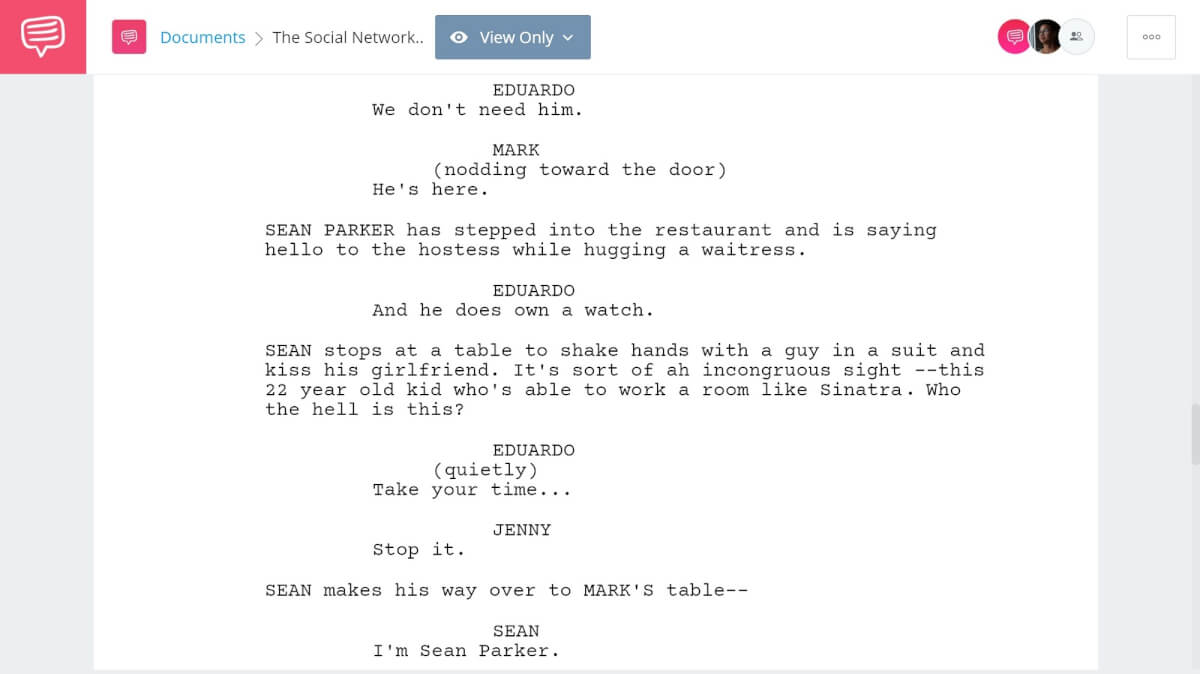 The Social Network Script Breakdown - Character Building - StudioBinder Screenwriting Software