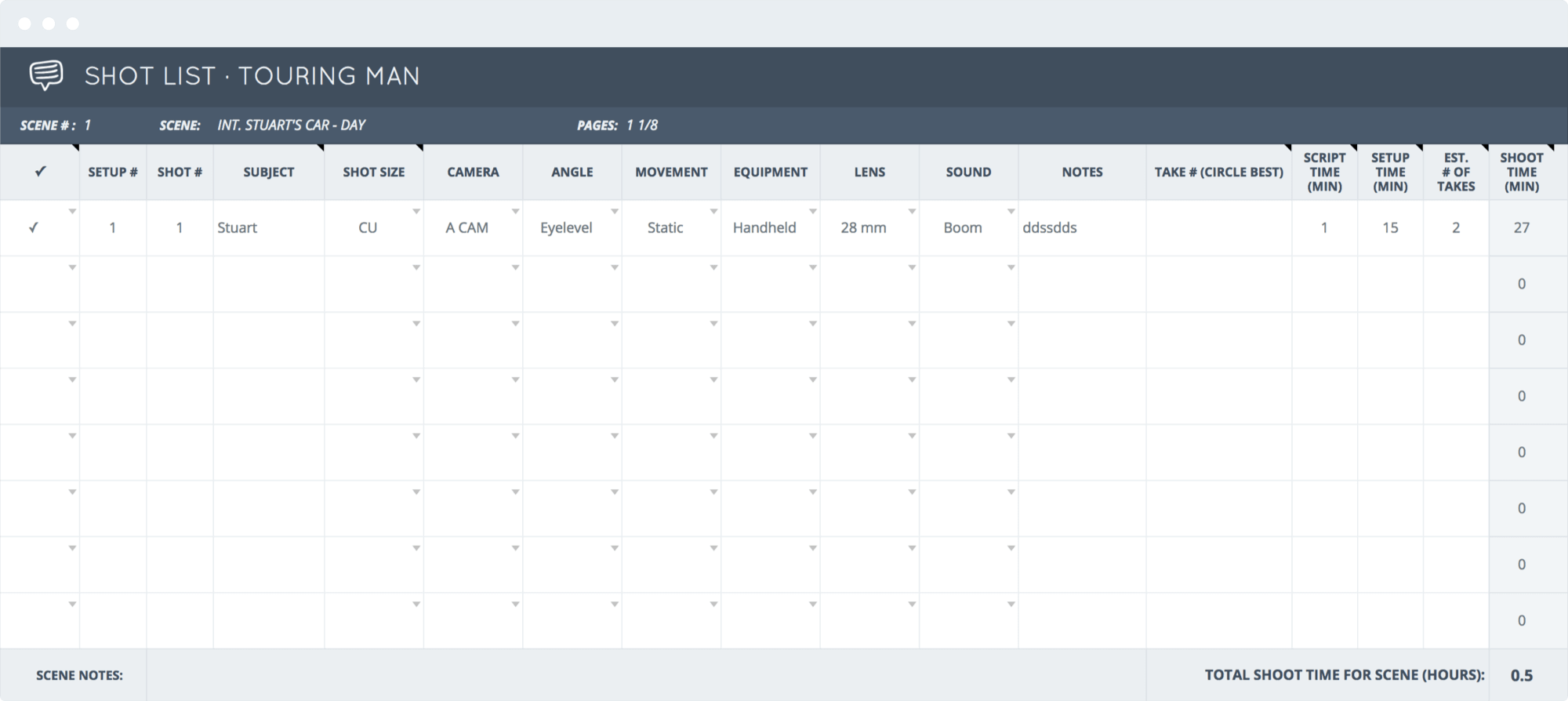 Ultimate Shot List Template - StudioBinder