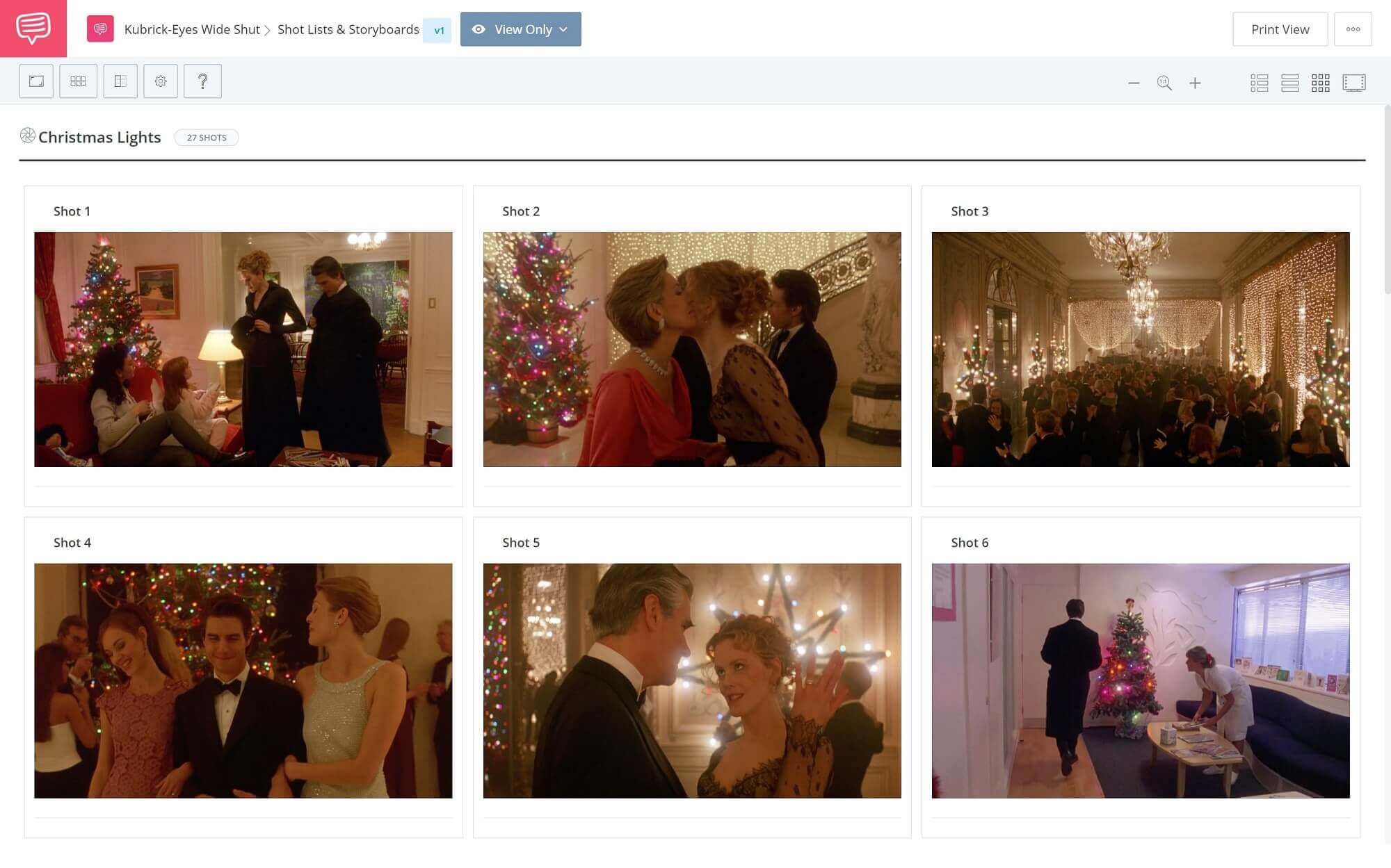What is Kubrickian - Christmas Lights Shot List - StudioBinder Shot Listing Software